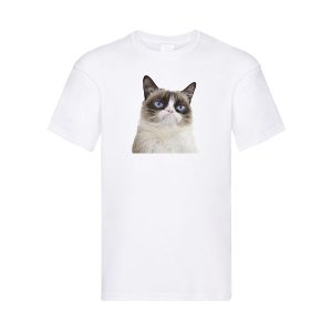 T shirt simpatica Grumpy cat bianca